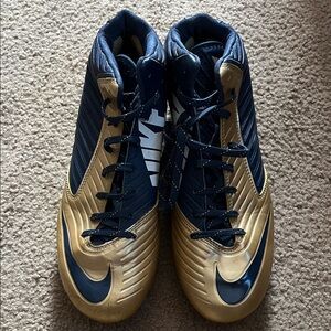Nike Navy and Gold High-Top Cleats